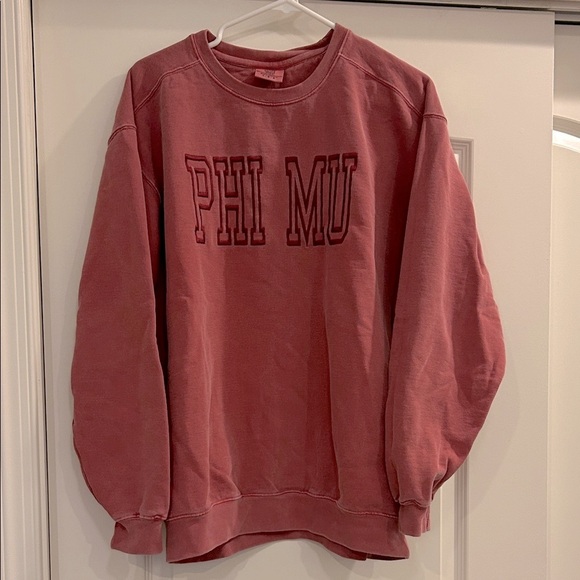 Comfort Colors Tops - Phi Mu Embroidered Comfort Colors Sweatshirt